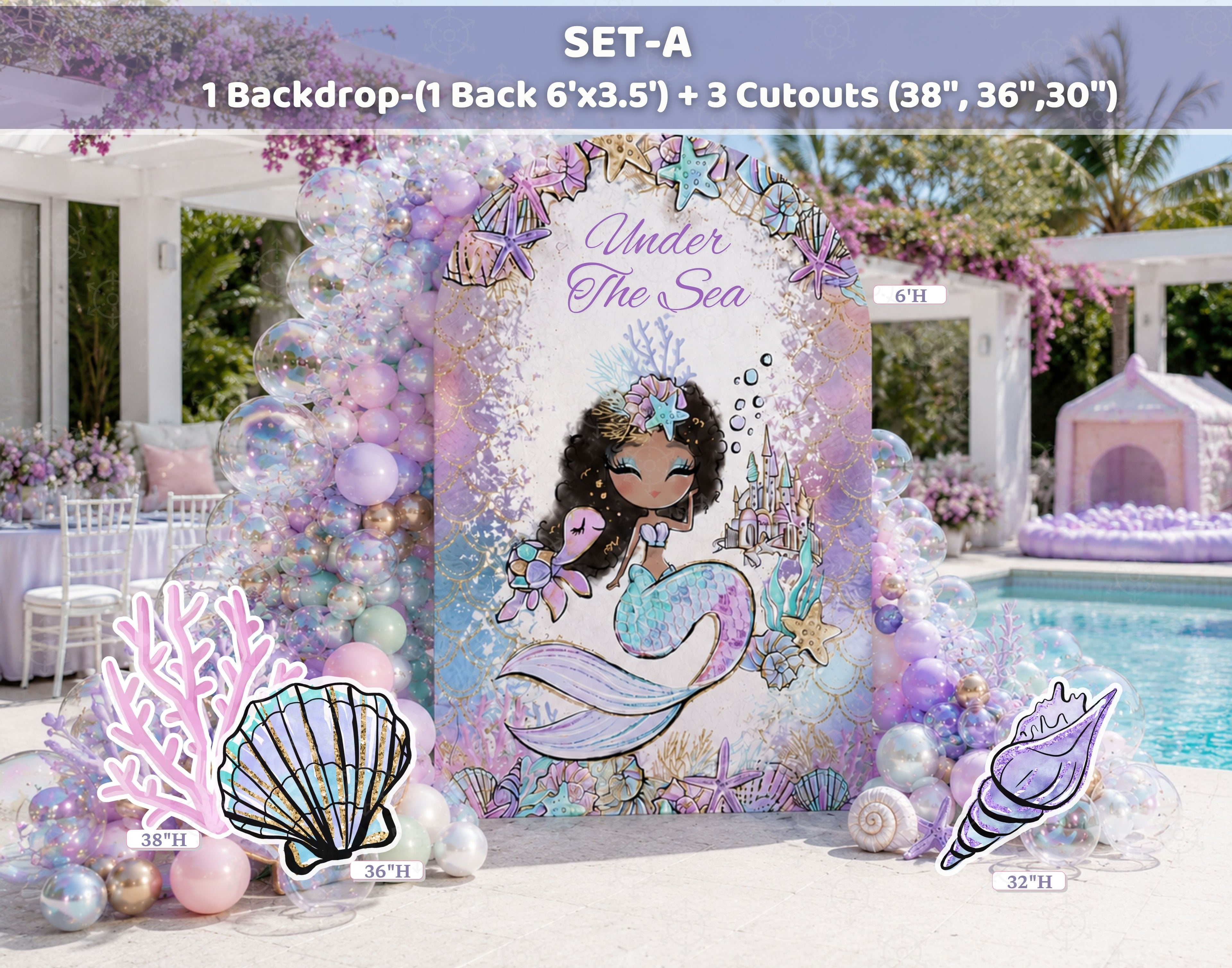 Enchanting Mermaid Party Decoration Set | Unique Under the Sea Backdrops & Cutouts | Birthday Photo Booth Props