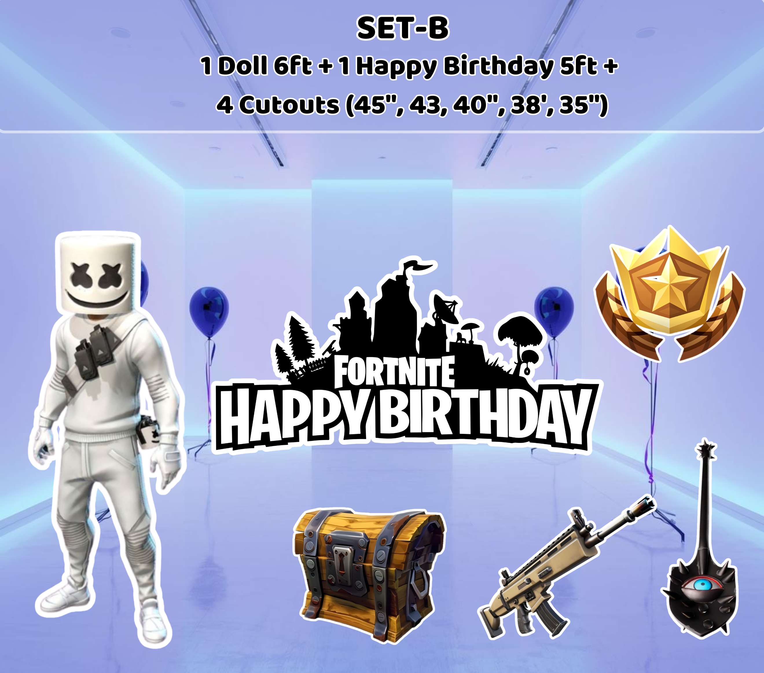 Personalized Battle Game Birthday Backdrop & Cutouts | Gamer Party Decorations