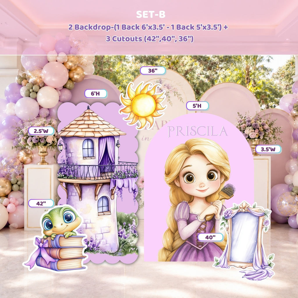 Custom Princess Party Backdrop Long Hair Princess Decoration