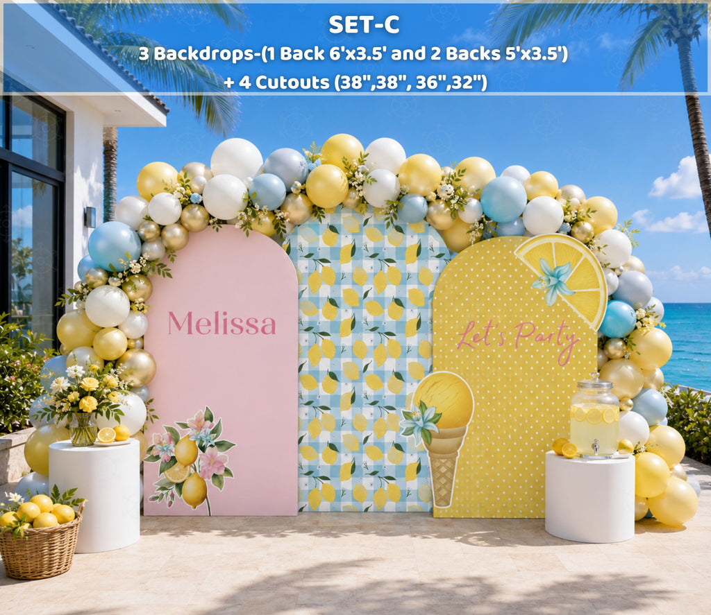 Personalized Lemon Party Decorations | Backdrop & Cutout Sets | Sweet Lemon Party Decor