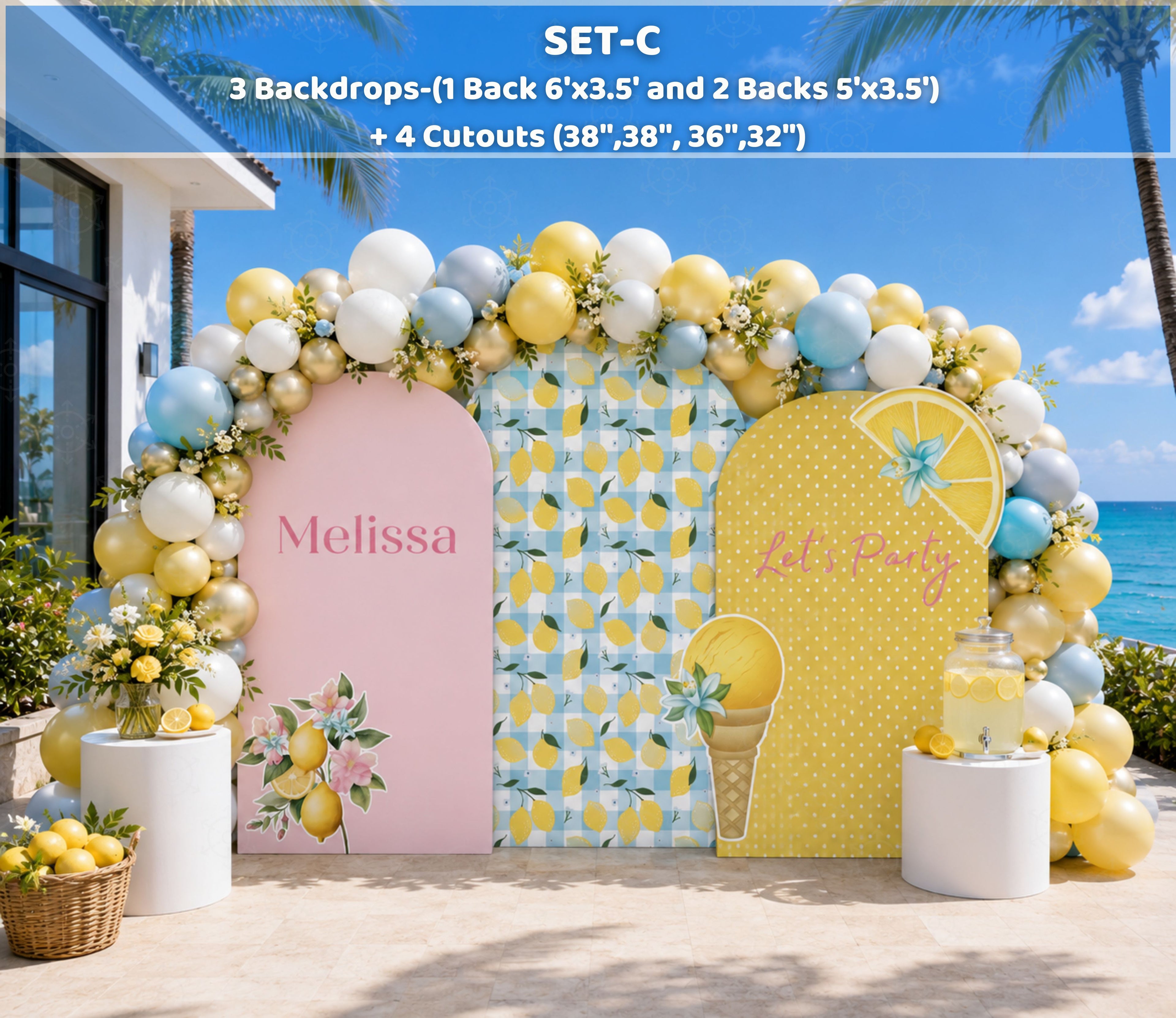 Personalized Lemon Party Decorations | Backdrop & Cutout Sets | Sweet Lemon Party Decor