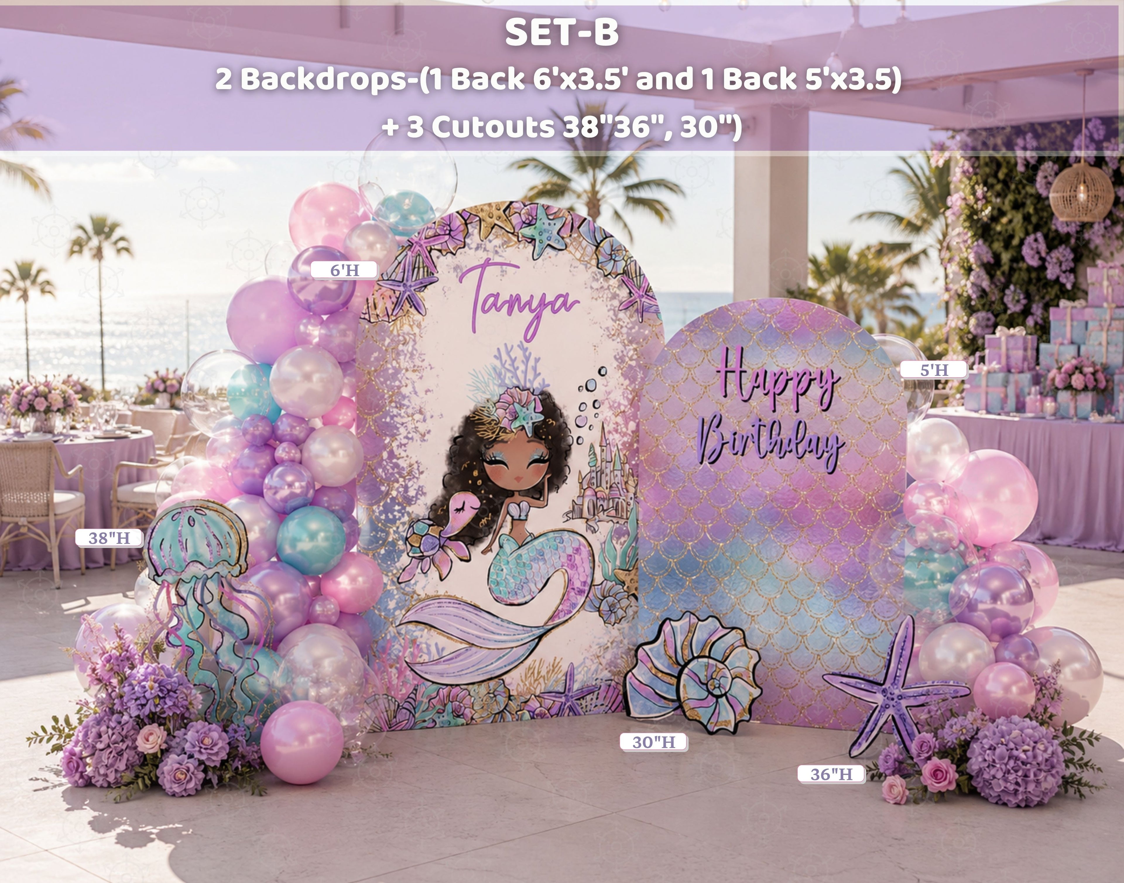 Enchanting Mermaid Party Decoration Set | Unique Under the Sea Backdrops & Cutouts | Birthday Photo Booth Props
