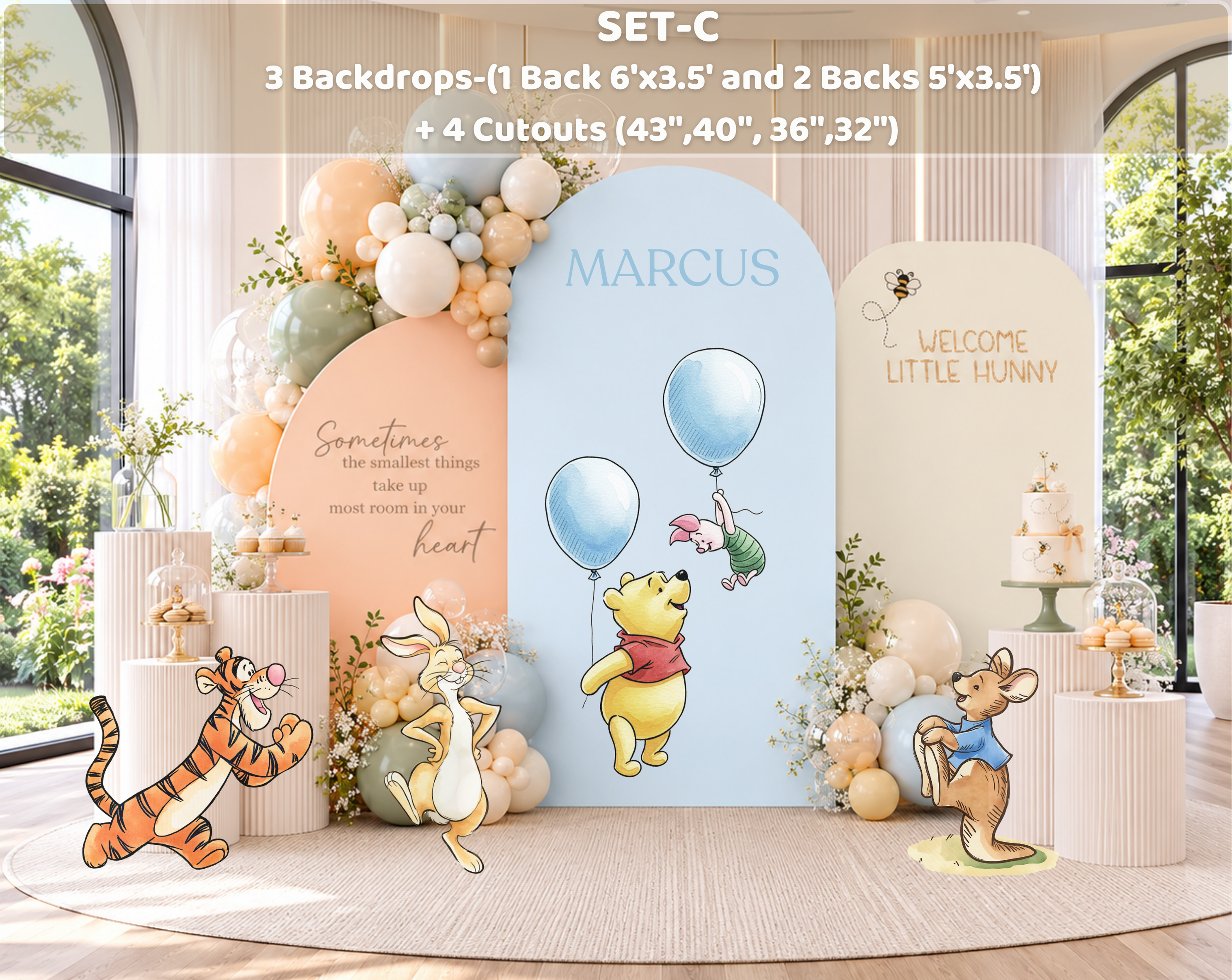 Personalized Classic Bear Party Decorations | Woodland Baby Shower Backdrop & Character Cutouts (Copy)