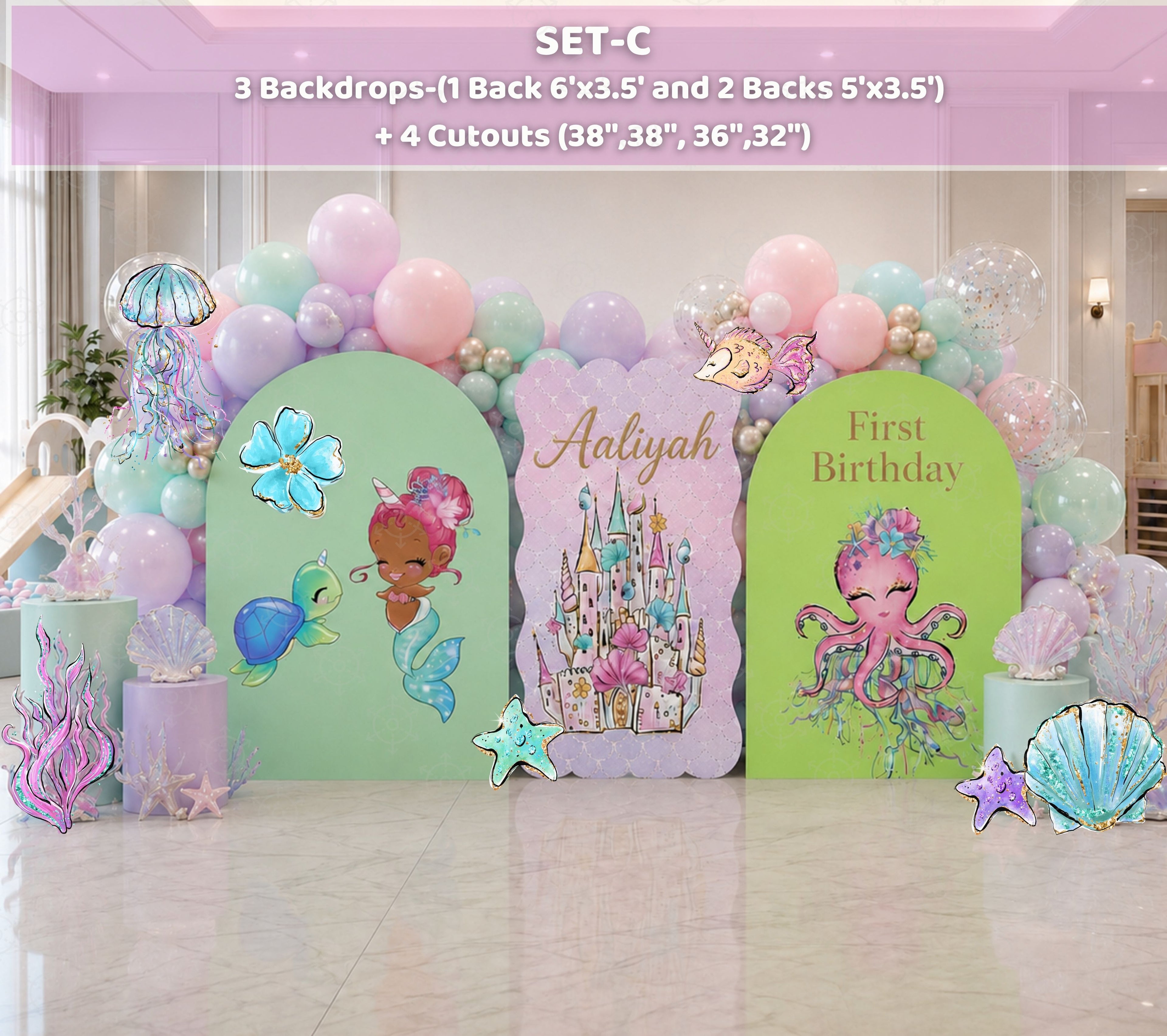 Sweet Little Mermaid First Birthday Decorations | Personalized Little Mermaid Party Decorations