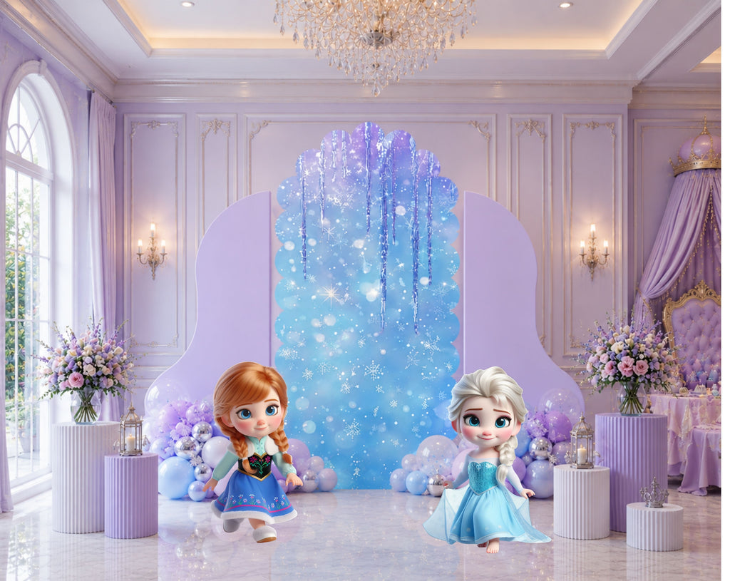 Baby Ice Princess Birthday Backdrop & Cutouts | Cute Winter Princess Party Decorations