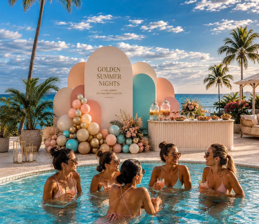 Luxury Summer Party Decorations | Poolside Birthday Backdrop Set for Adults | Tropical Beach Celebration Decor