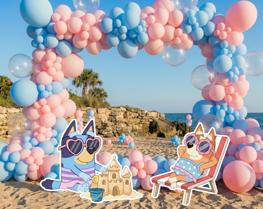 Blue Puppy Pool Party Backdrop & Cutouts | Summer Kids Birthday Decorations