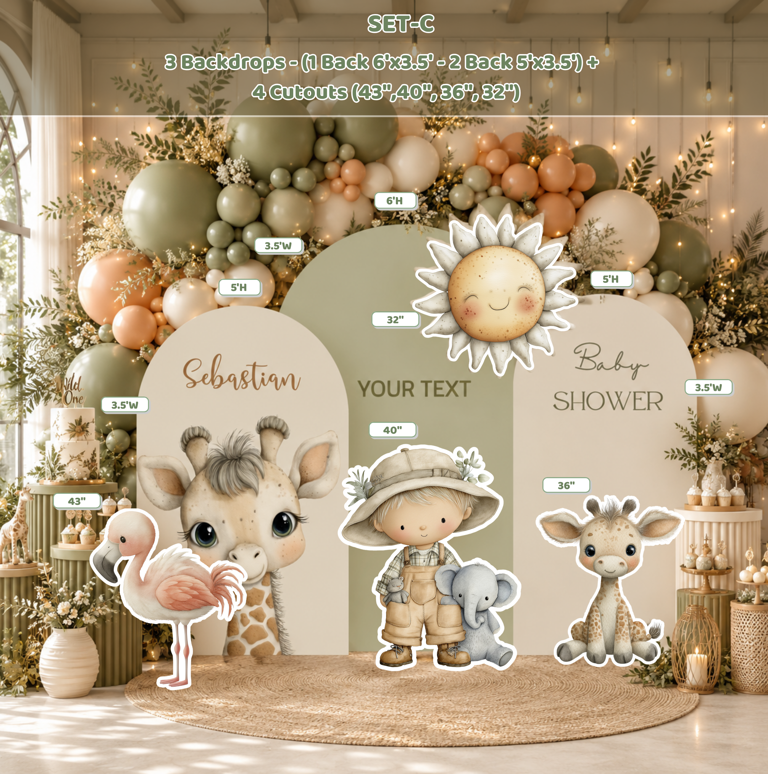 Cute Safari Animal Cutouts & Backdrops Birthday Decor Custom Safari Baby Shower