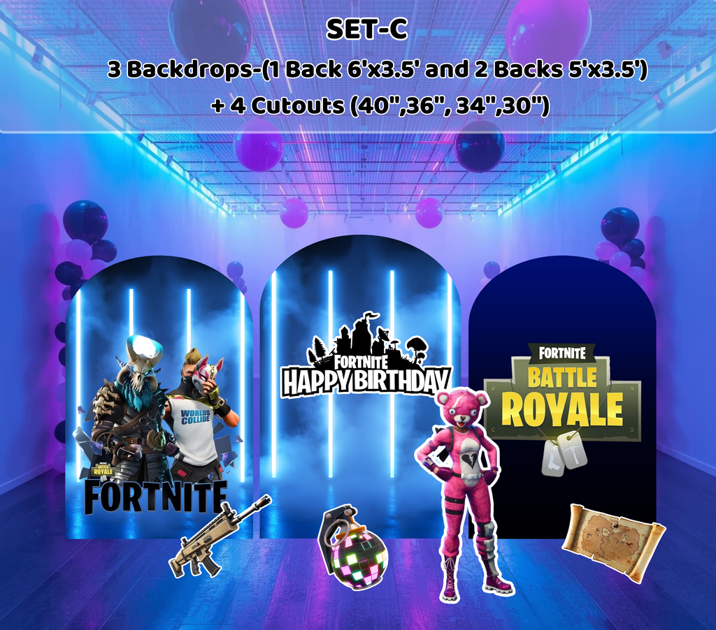 Personalized Battle Game Birthday Backdrop & Cutouts | Gamer Party Decorations