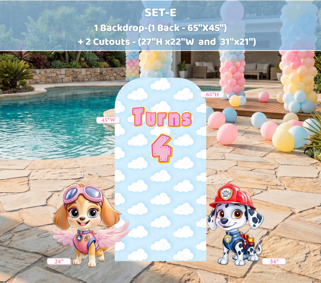 Character Puppy Patrol Cutouts and Backdrops Pink Party Decor