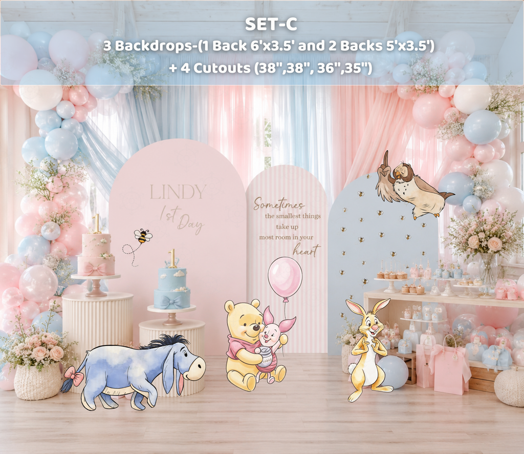 Honey Bear Baby Shower Backdrop & Cutouts | Personalized Pastel Storybook Party Decorations