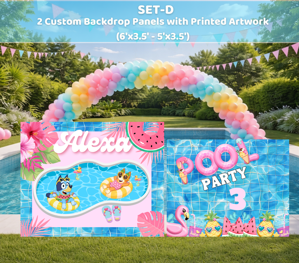 Personalized Blue Puppy Pool Party Backdrop & Cutouts | Summer Birthday Party Decorations (Copy)