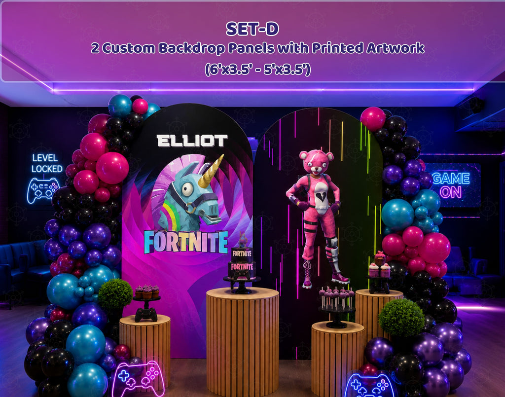 Personalized Battle Game Birthday Backdrop & Cutouts | Gamer Party Decorations