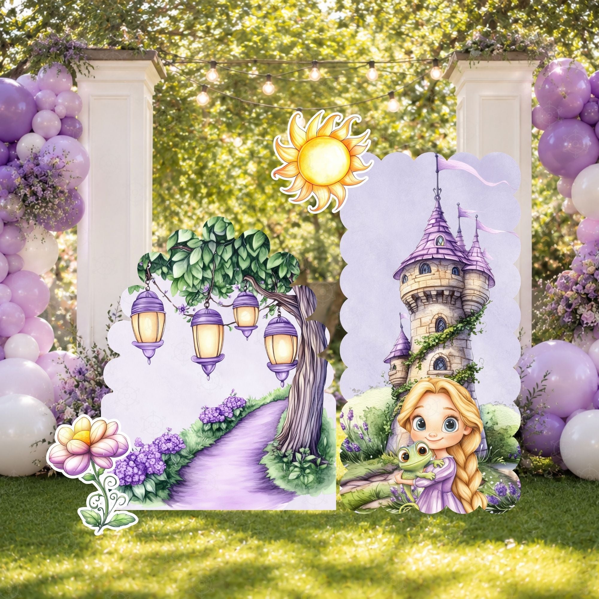 Custom Princess Party Backdrop Long Hair Princess Decoration
