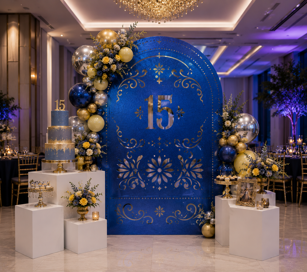 Personalized Quinceañera Papel Picado Backdrop | Elegant Mexican Party Decorations