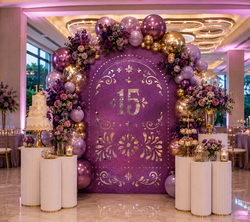 Personalized Quinceañera Papel Picado Backdrop | Elegant Mexican Party Decorations