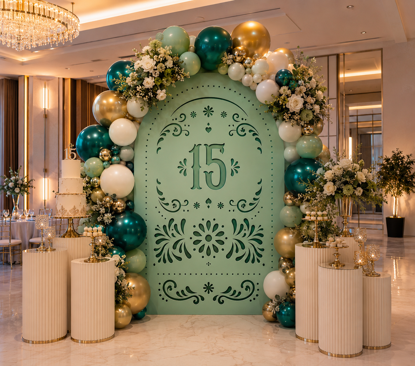 Personalized Quinceañera Papel Picado Backdrop | Elegant Mexican Party Decorations