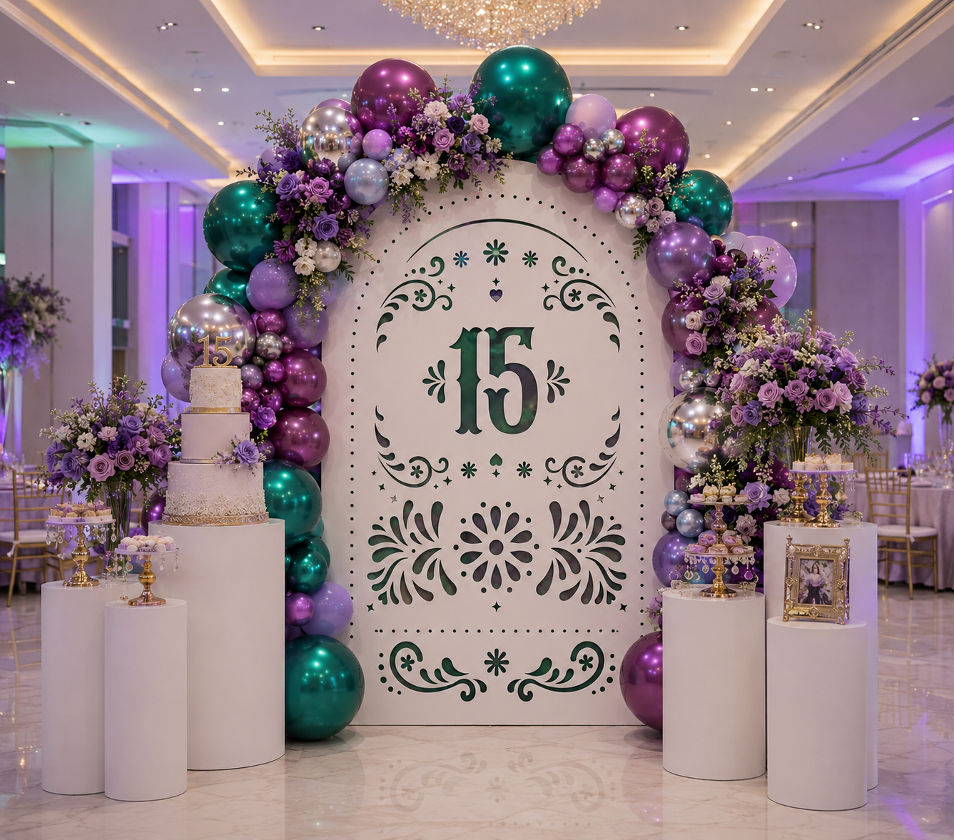 Personalized Quinceañera Papel Picado Backdrop | Elegant Mexican Party Decorations