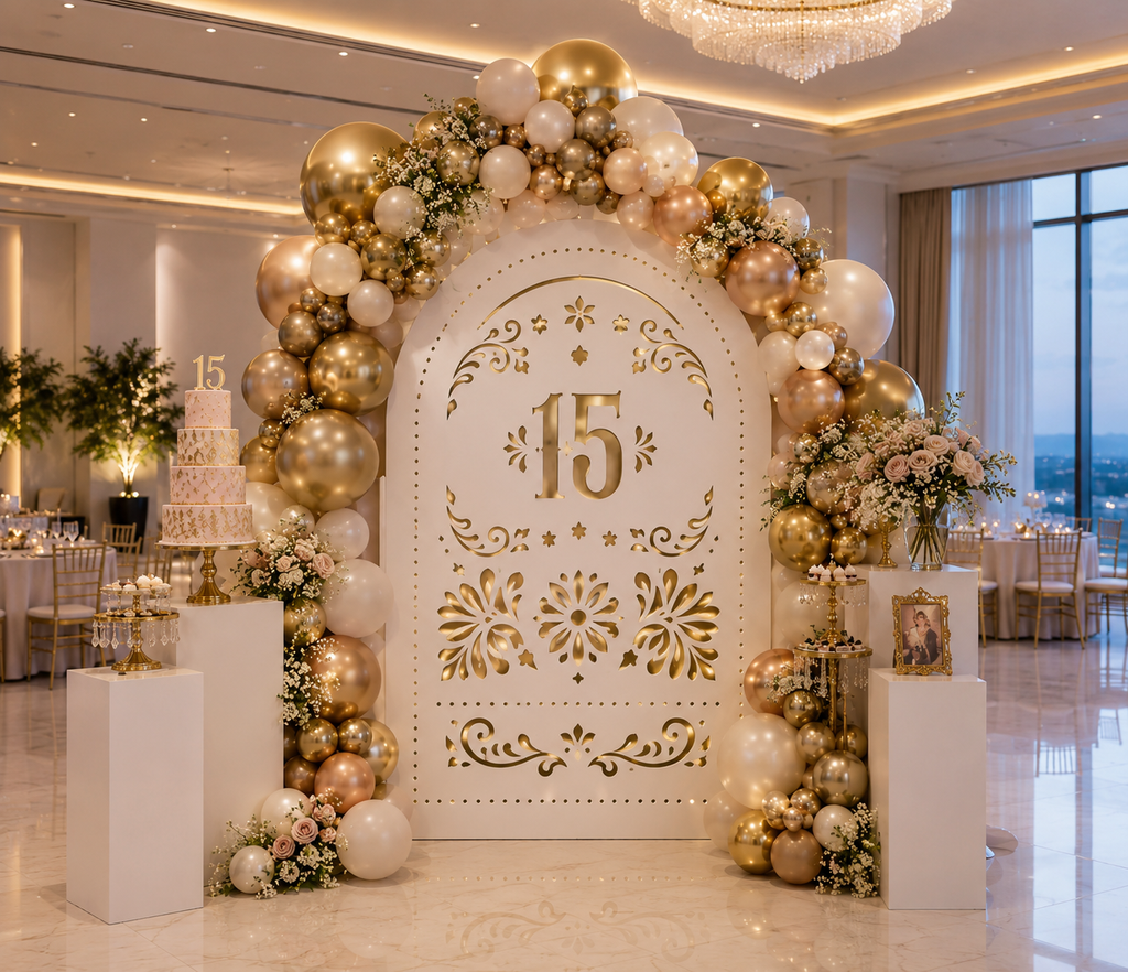 Personalized Quinceañera Papel Picado Backdrop | Elegant Mexican Party Decorations