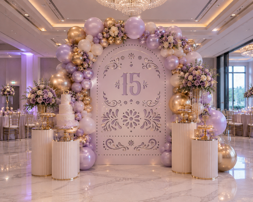 Personalized Quinceañera Papel Picado Backdrop | Elegant Mexican Party Decorations