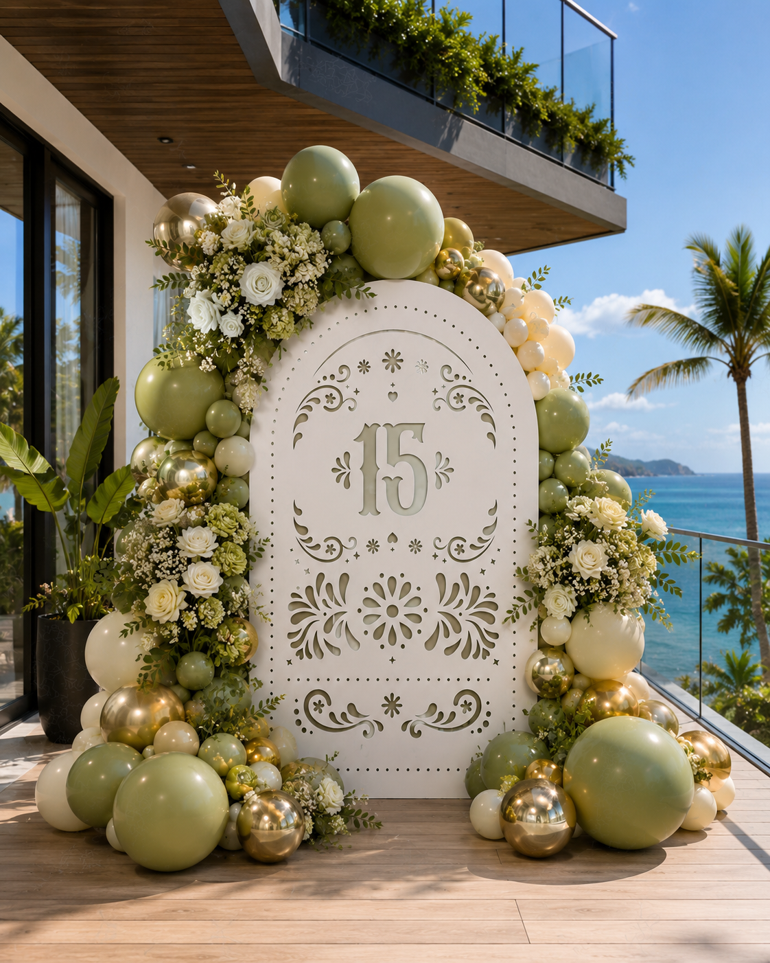 Personalized Quinceañera Papel Picado Backdrop | Elegant Mexican Party Decorations