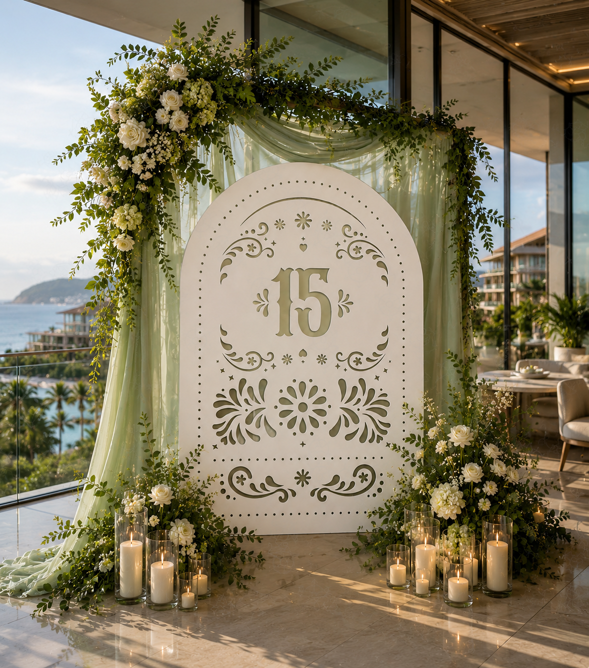 Personalized Quinceañera Papel Picado Backdrop | Elegant Mexican Party Decorations
