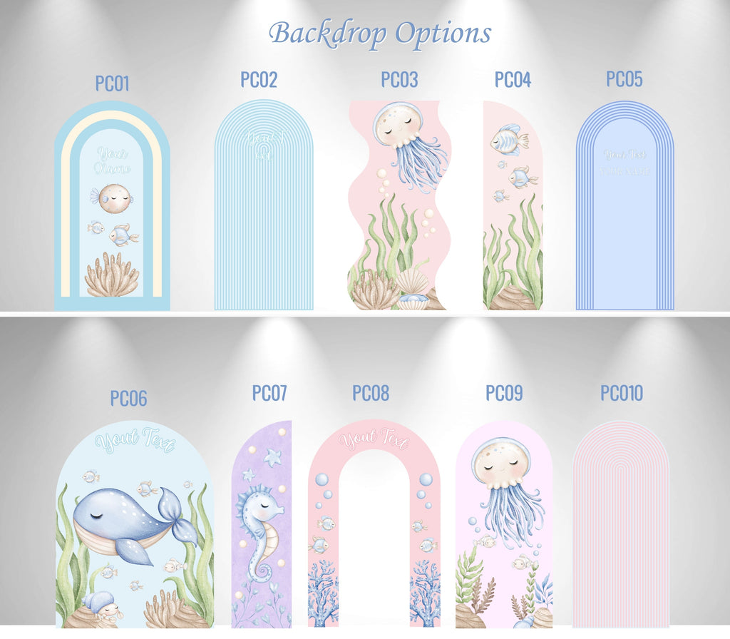 Cute Ocean Animals Birthday Backdrop & Cutouts | Personalized Party Decorations