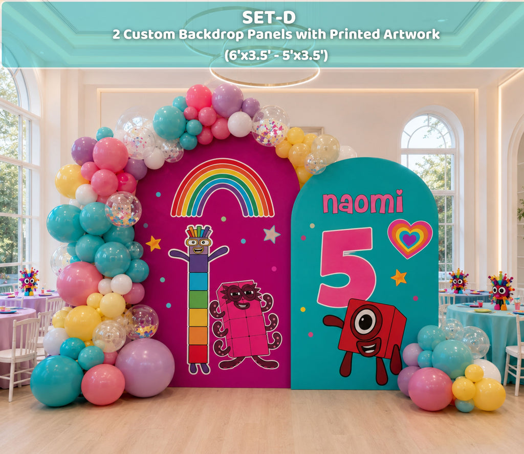 Numberblocks Birthday Backdrop & Cutouts | Personalized Kids Party Decorations