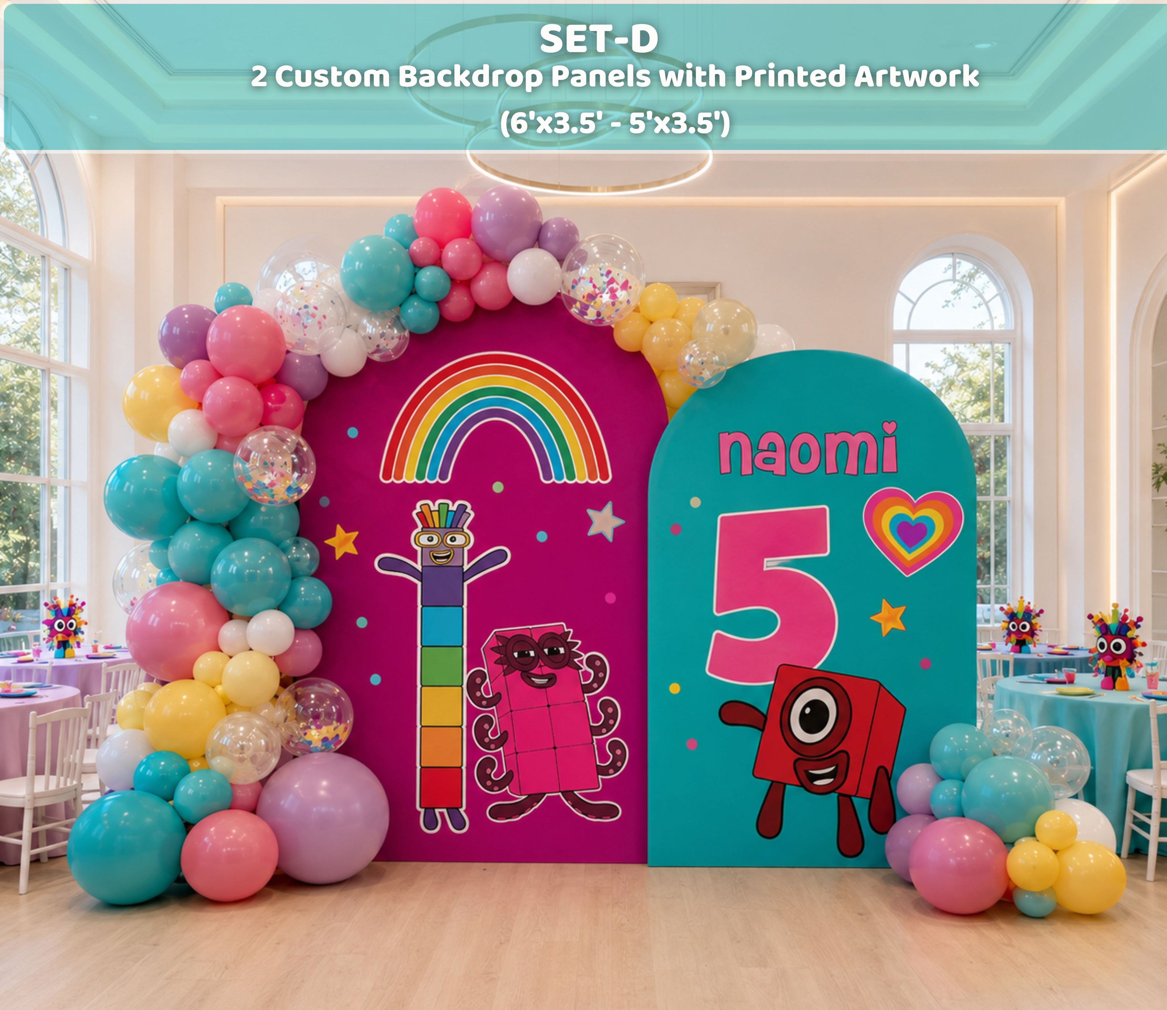 Numberblocks Birthday Backdrop & Cutouts | Personalized Kids Party Decorations
