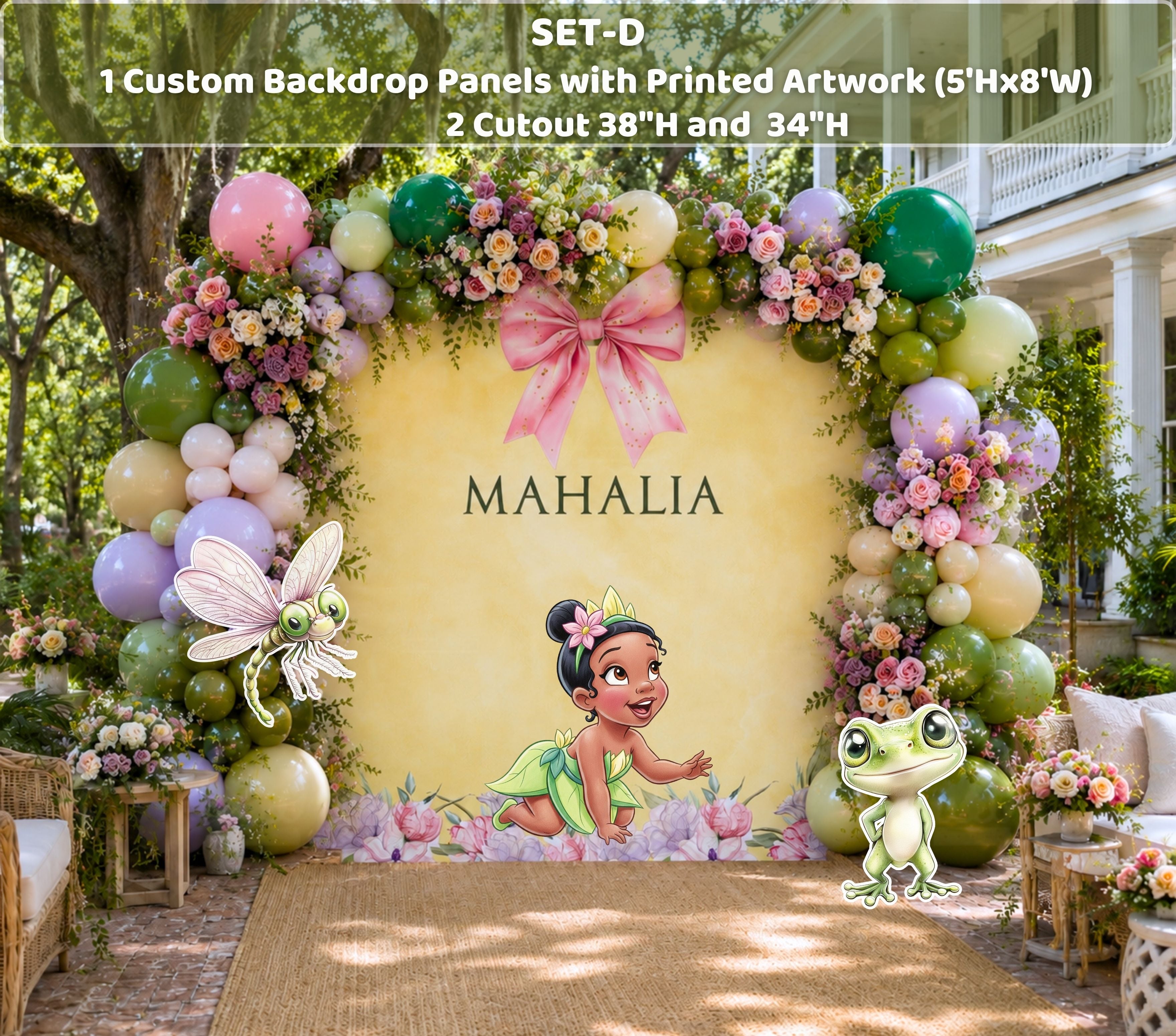 Personalized Frog Princess Birthday Backdrop & Cutouts | Fairytale Party Decor