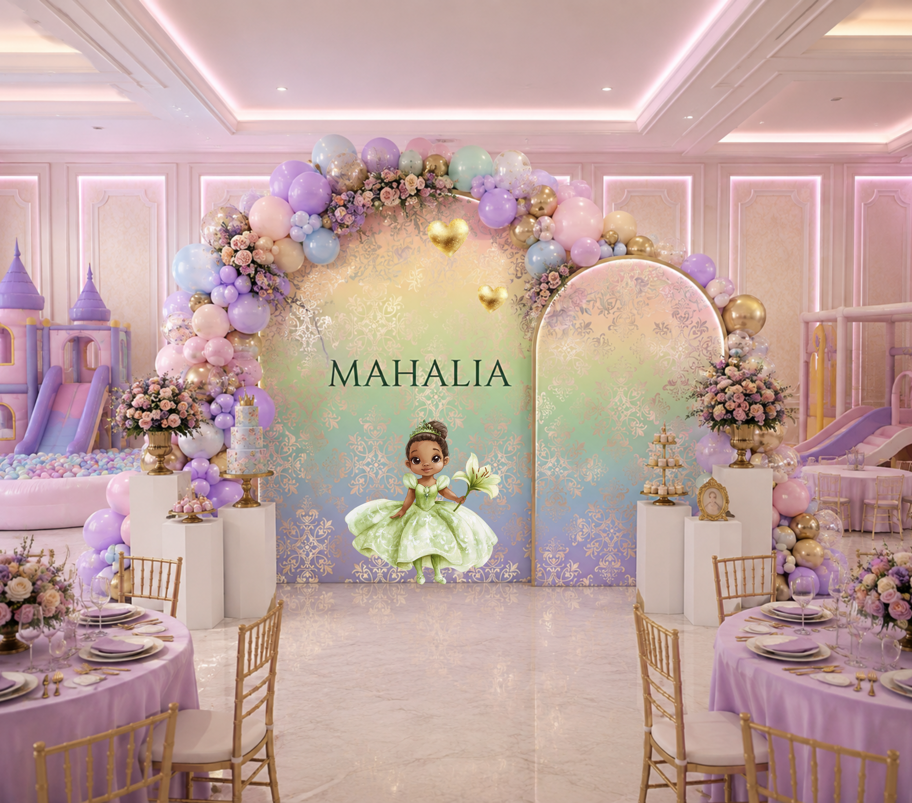 Personalized Frog Princess Birthday Backdrop & Cutouts | Fairytale Party Decor