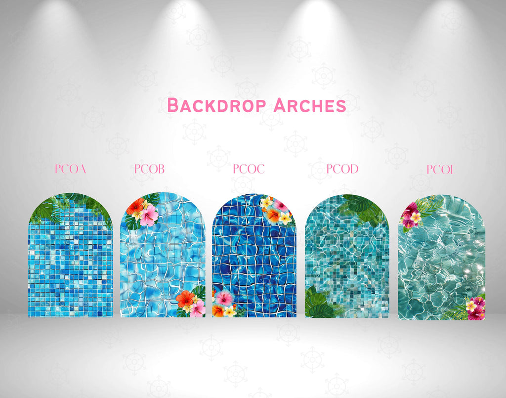 Princess Pool Party Backdrop & Cutouts | Personalized Tropical Summer Birthday Decorations