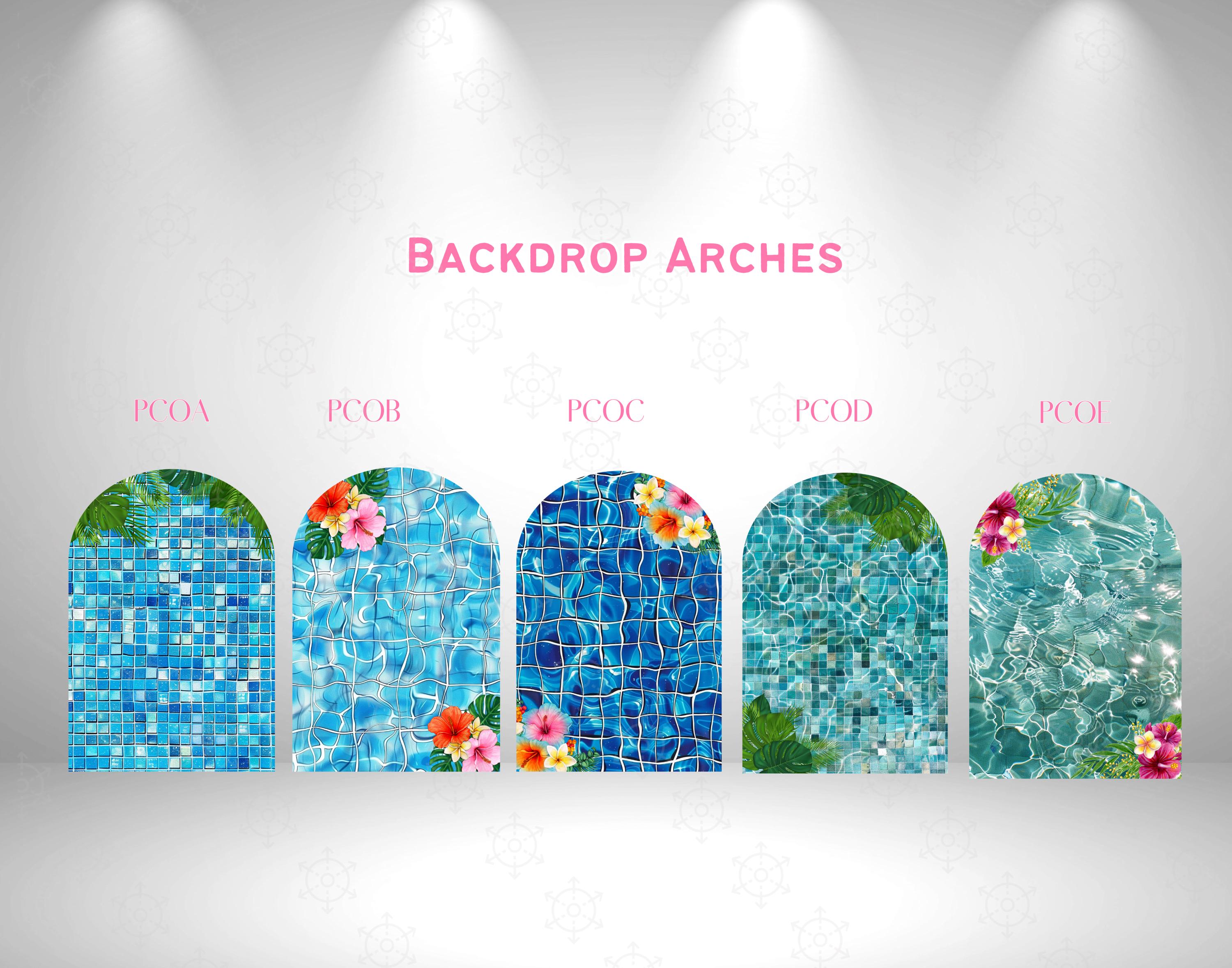 Princess Pool Party Backdrop & Cutouts | Personalized Tropical Summer Birthday Decorations
