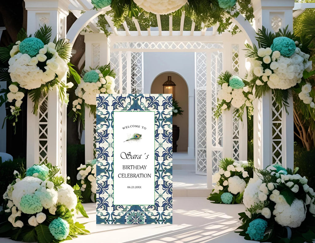 Personalized Mexican Talavera Welcome Sign | Mediterranean Tile Welcome Board | Custom Wedding, Baby Shower & Birthday Entrance Decor(Copy)