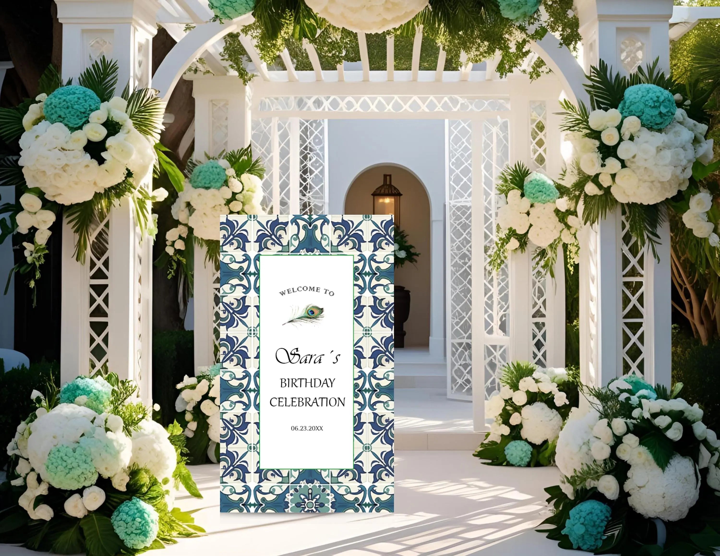 Personalized Mexican Talavera Welcome Sign | Mediterranean Tile Welcome Board | Custom Wedding, Baby Shower & Birthday Entrance Decor(Copy)
