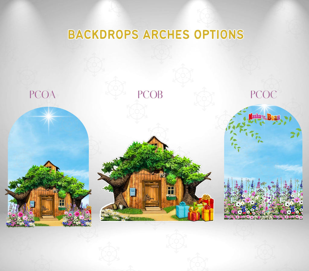 Custom Little Girl & Bear Birthday Backdrop & Cutouts | Personalized Woodland Party Decorations