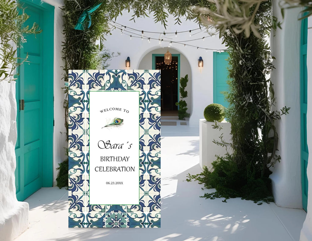 Personalized Mexican Talavera Welcome Sign | Mediterranean Tile Welcome Board | Custom Wedding, Baby Shower & Birthday Entrance Decor(Copy)