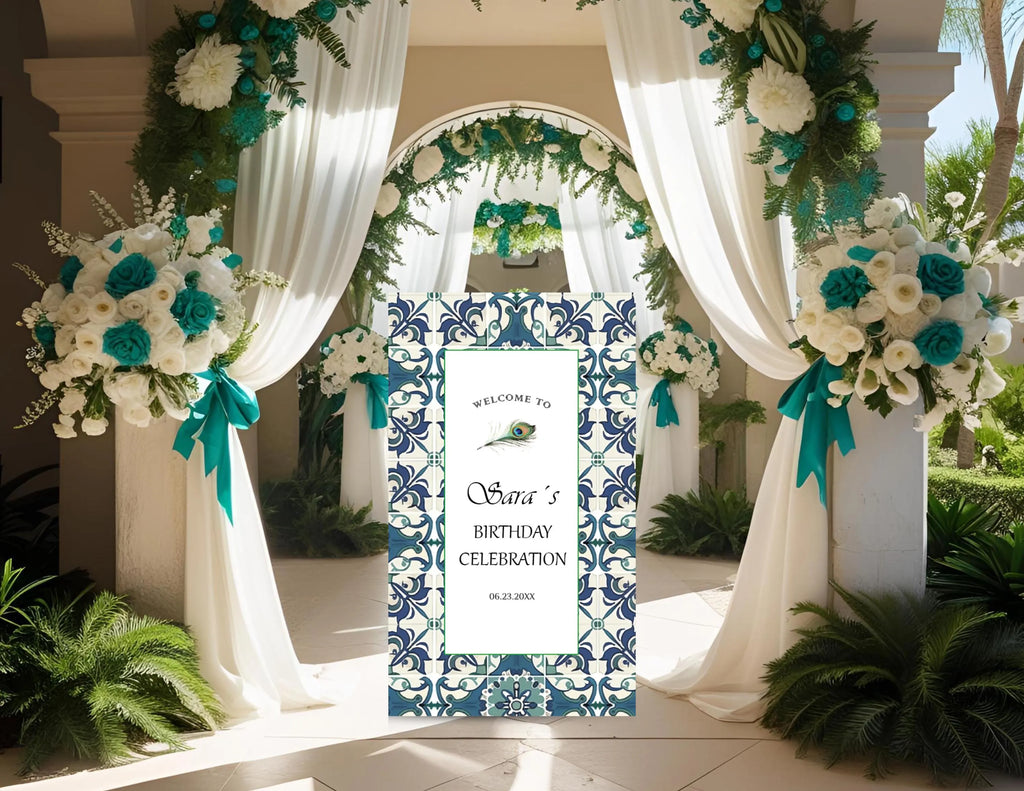 Personalized Mexican Talavera Welcome Sign | Mediterranean Tile Welcome Board | Custom Wedding, Baby Shower & Birthday Entrance Decor(Copy)