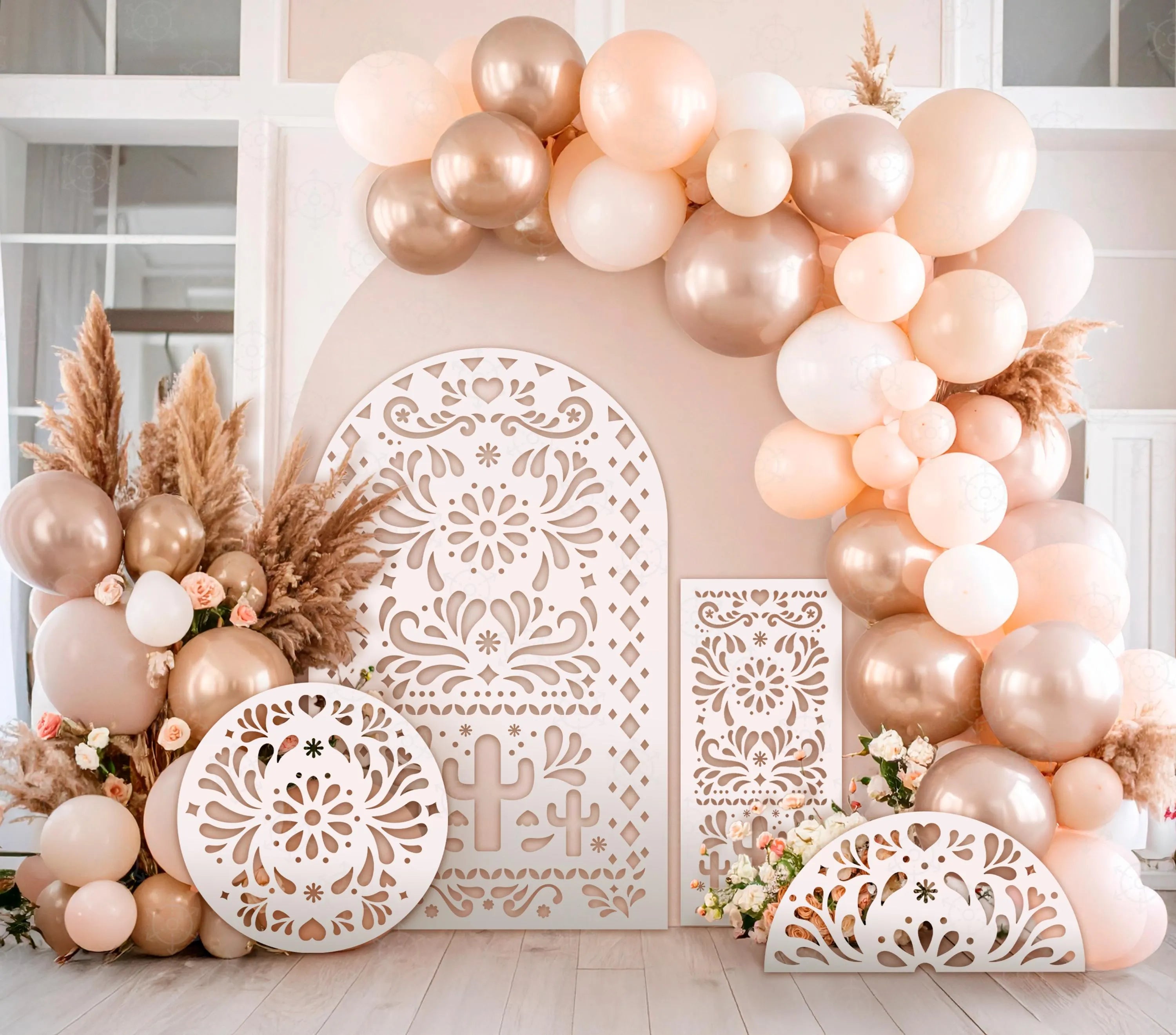 Personalized Boho Party Decorations | Mexican Papel Picado Backdrop Panels | Chiara Arch Display | Baby Shower & Birthday Event Decor (Copy)