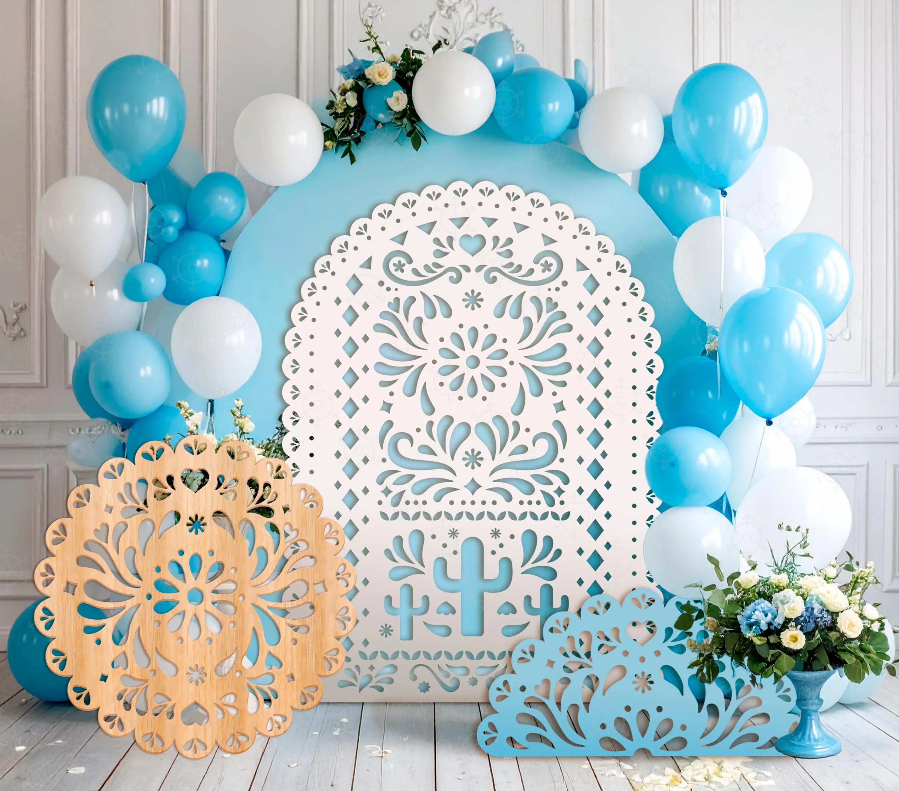 Personalized Boho Party Decorations | Mexican Papel Picado Backdrop Panels | Chiara Arch Display | Baby Shower & Birthday Event Decor (Copy)