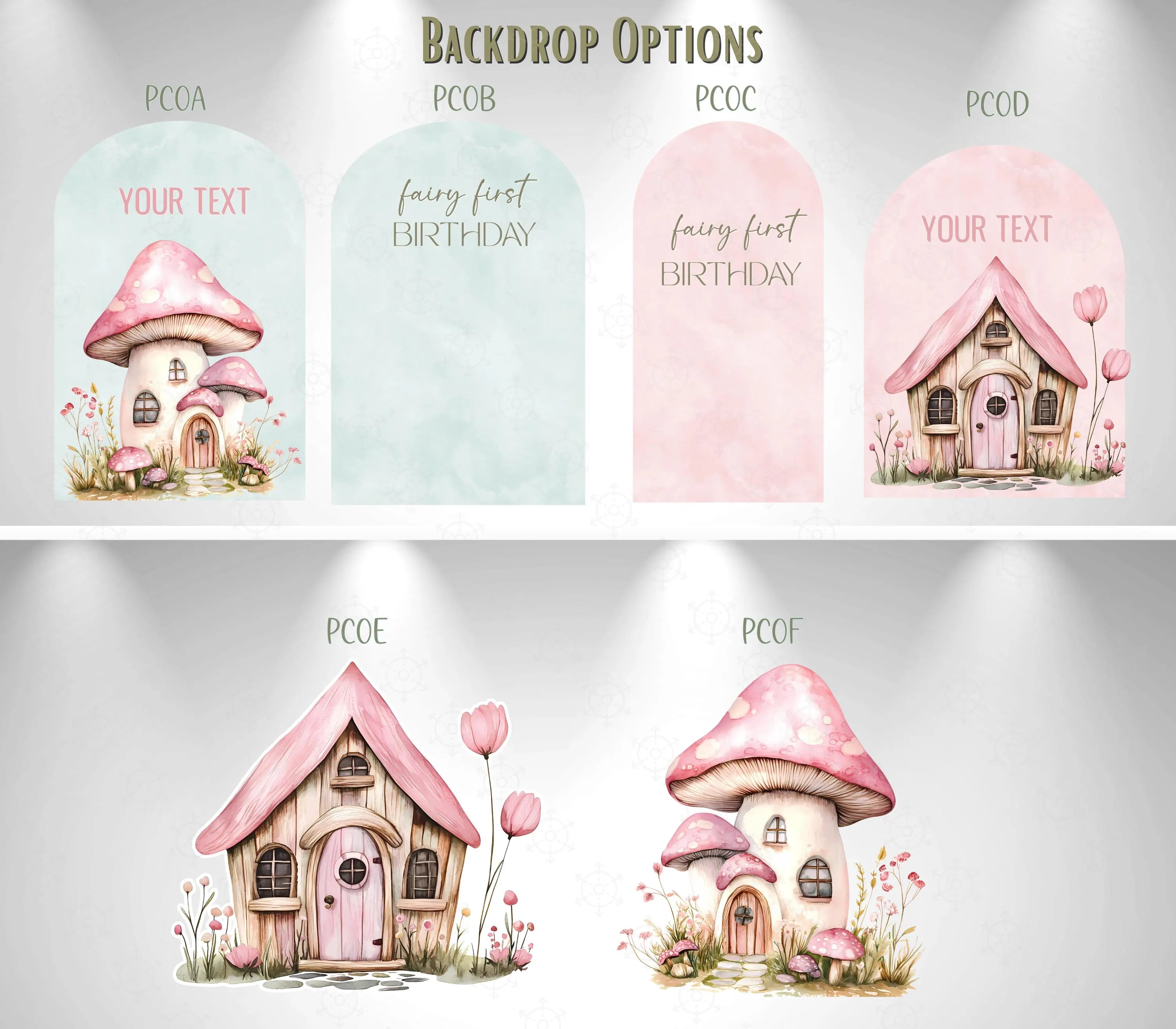 Fairy First Birthday Backdrop & Cutouts | Personalized Enchanted Garden Party Decorations