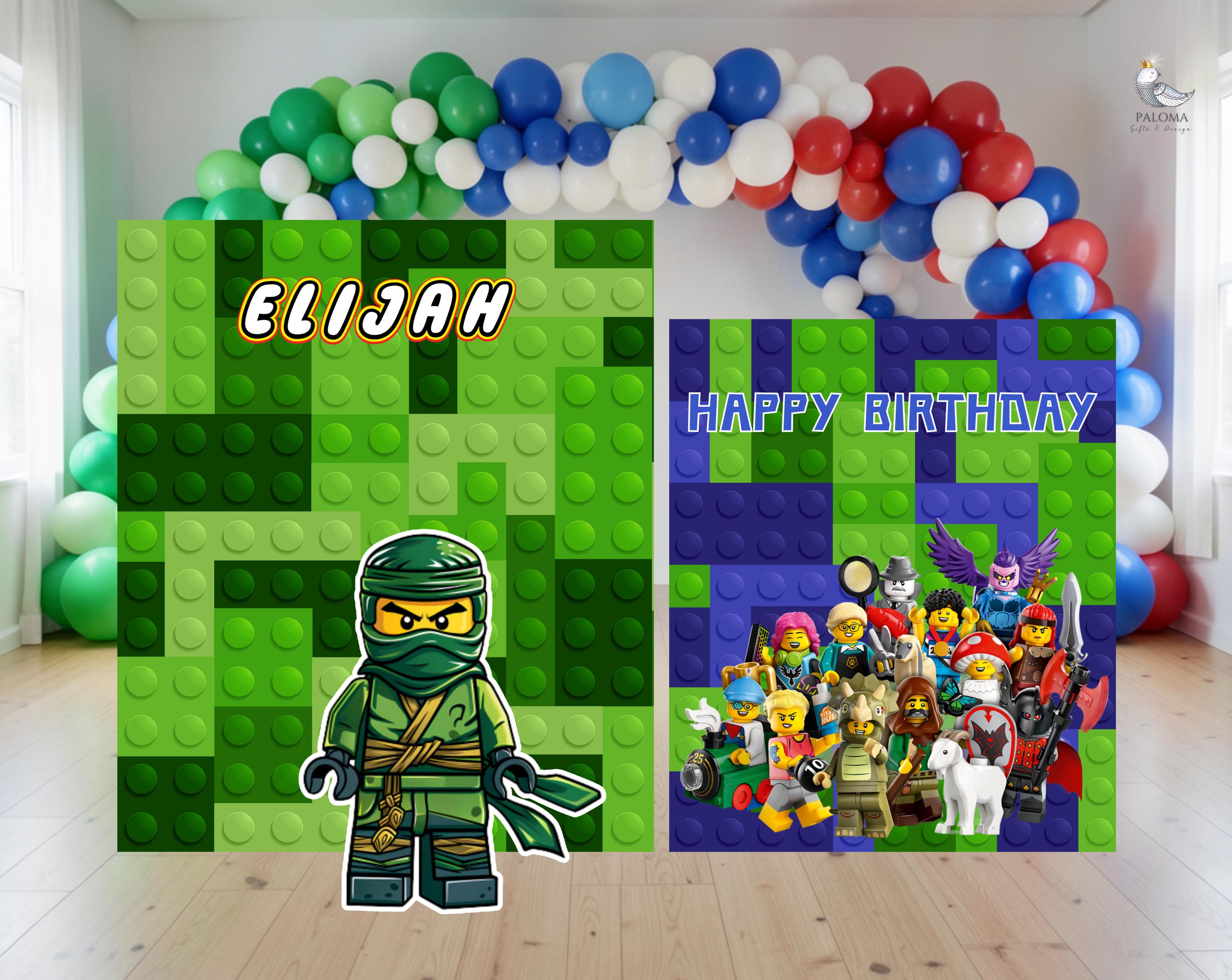 Custom Building Blocks Birthday Backdrop & Cutouts | Personalized Colorful Block Party Decorations