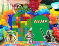 Custom Building Blocks Birthday Backdrop & Cutouts | Personalized Colorful Block Party Decorations