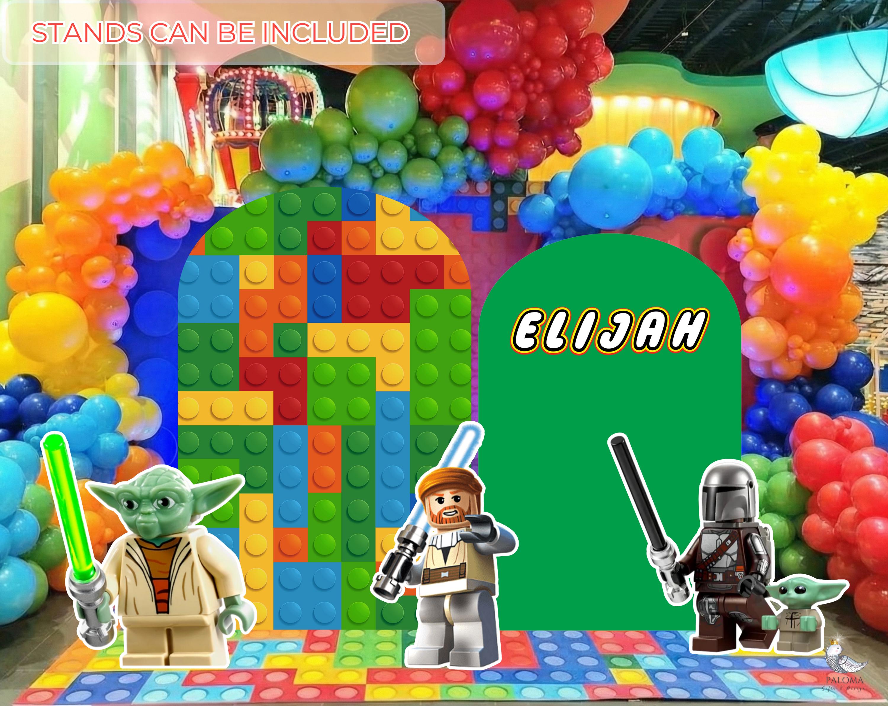 Custom Building Blocks Birthday Backdrop & Cutouts | Personalized Colorful Block Party Decorations