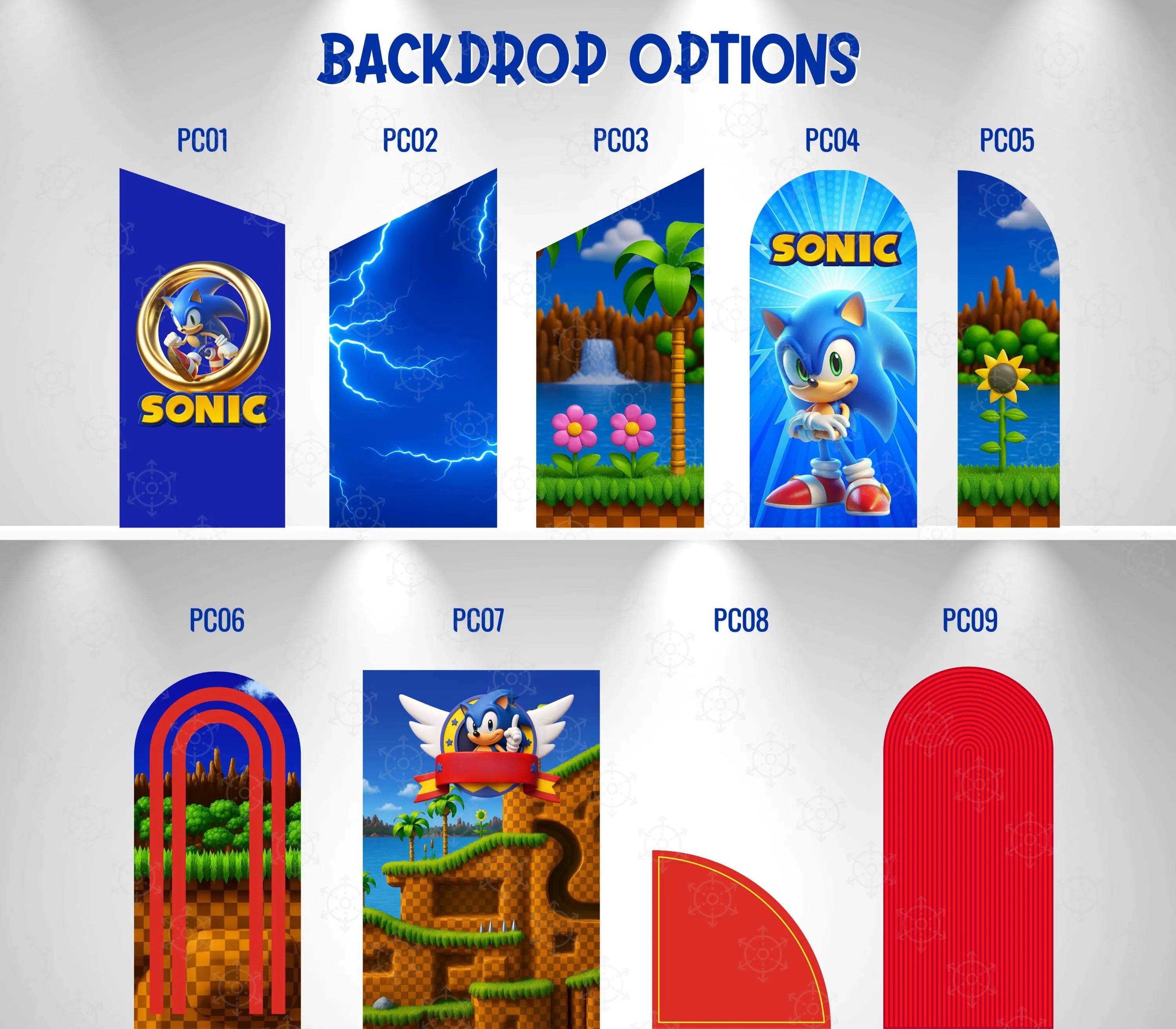 Custom Fast Blue Hedgehog Birthday Backdrop & Cutouts | Personalized Video Game Party Decorations