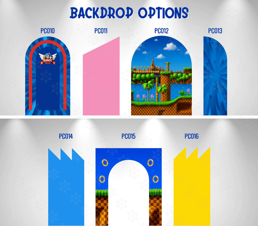 Custom Fast Blue Hedgehog Birthday Backdrop & Cutouts | Personalized Video Game Party Decorations
