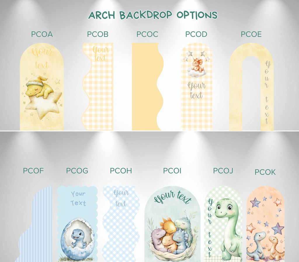 Cute Baby Dinosaur Party Decorations | Personalized Backdrop, Arch Panels & Cutouts