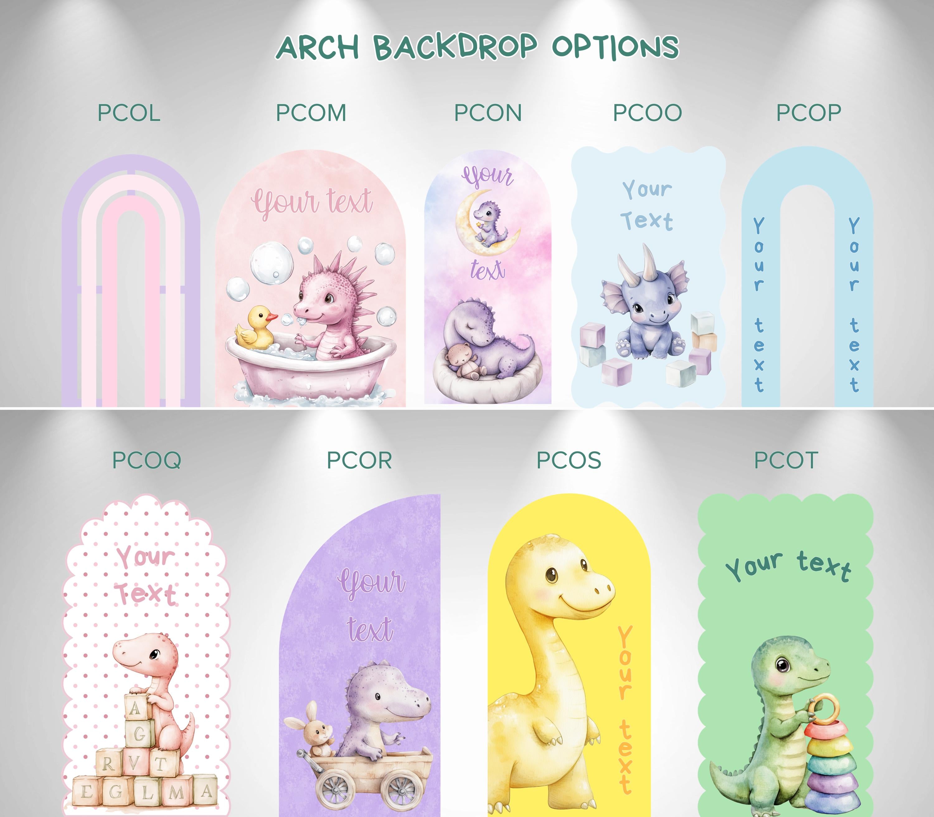 Cute Baby Dinosaur Party Decorations | Personalized Backdrop, Arch Panels & Cutouts