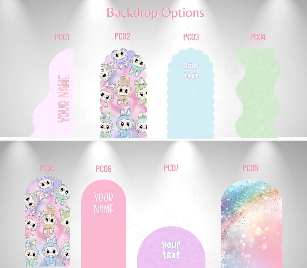 Cute Monster Birthday Backdrop & Cutouts | Personalized Kawaii Pastel Party Decorations