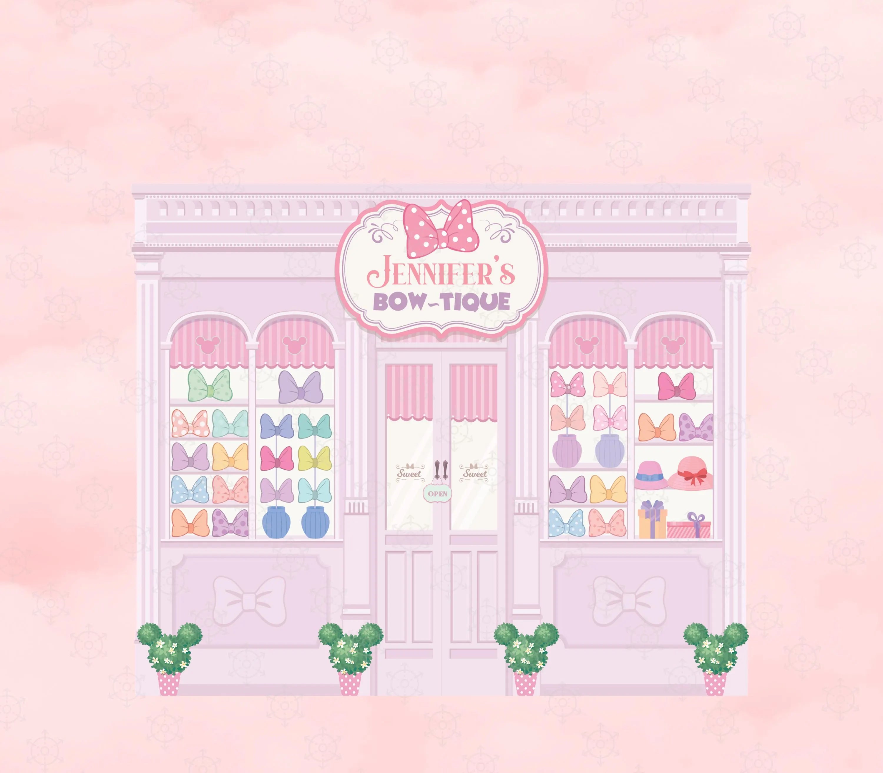 Custom Boutique Bow Party Decorations | Personalized Birthday Backdrop & Cutout Set (Copy)